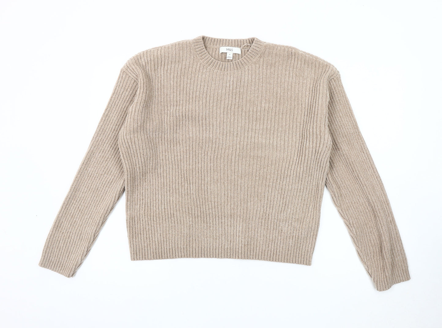 Marks and Spencer Men's Beige Crew Neck Pullover Jumper M