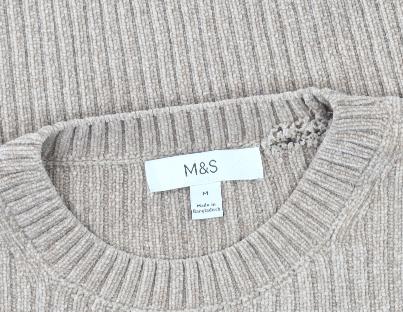 Marks and Spencer Men's Beige Crew Neck Pullover Jumper M