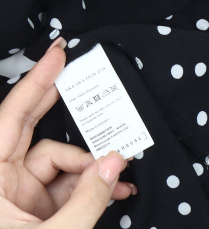 Womens UK Size 8 Warehouse Black Basic Blouse
