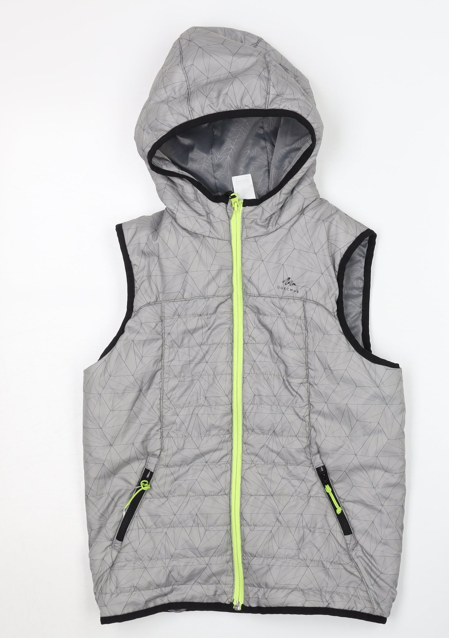 Quechua Boys Grey Puffer Jacket 10-11 Years Lightweight Hooded