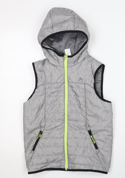 Quechua Boys Grey Puffer Jacket 10-11 Years Lightweight Hooded