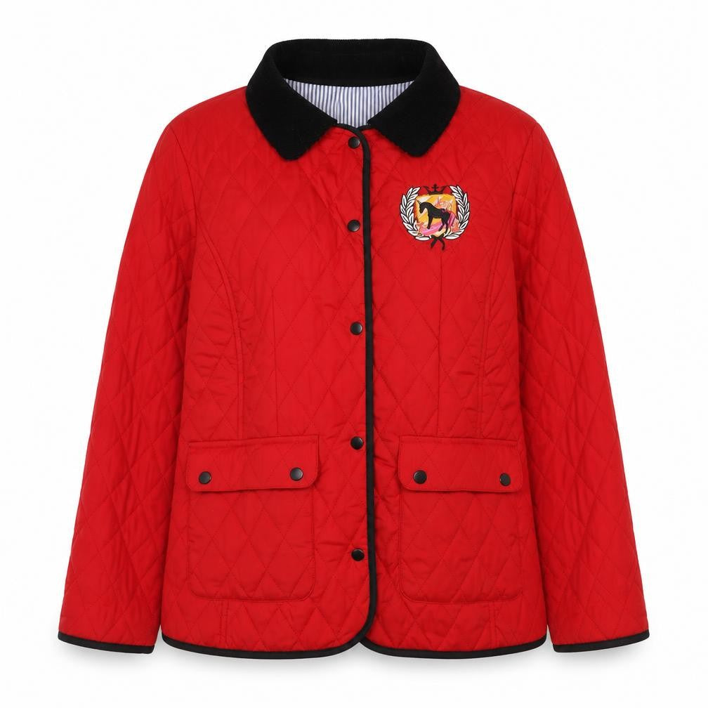 Stars and Hearts Women's Red Quilted Jacket, 2XL