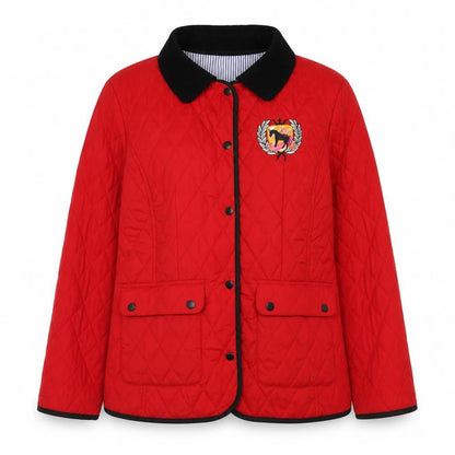 Stars and Hearts Women's Red Quilted Jacket, 2XL