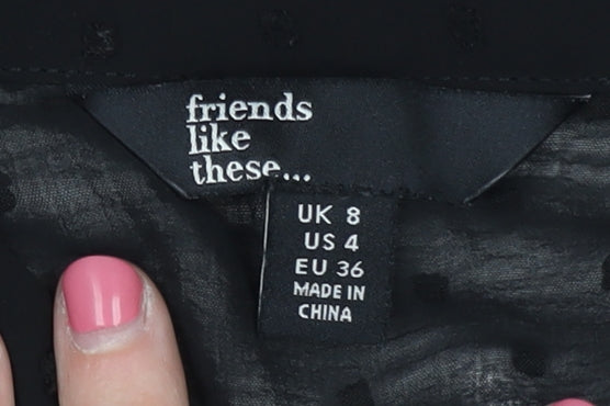 Womens UK Size 8 friends like these Black Basic Blouse