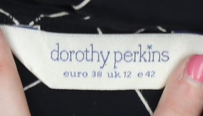 Dorothy Perkins Women's Black Check Long Pencil Skirt, Size 12