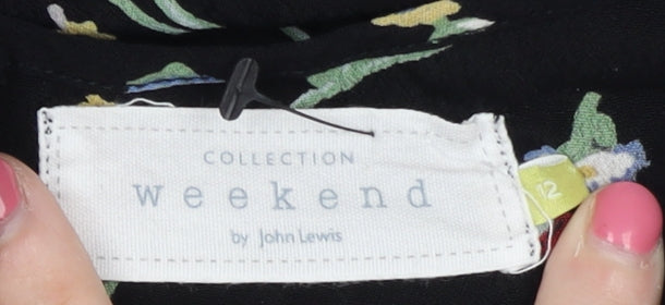 John Lewis Women's Black Floral Top Size 12