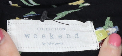 John Lewis Women's Black Floral Top Size 12