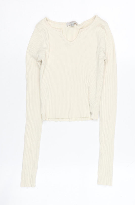 Teens UK Size S Pull & Bear Ivory Cropped Blouse