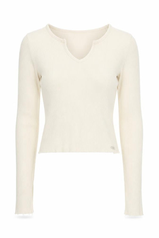 Front view of Pull&Bear Teen Ivory Cropped Knit Blouse, size S