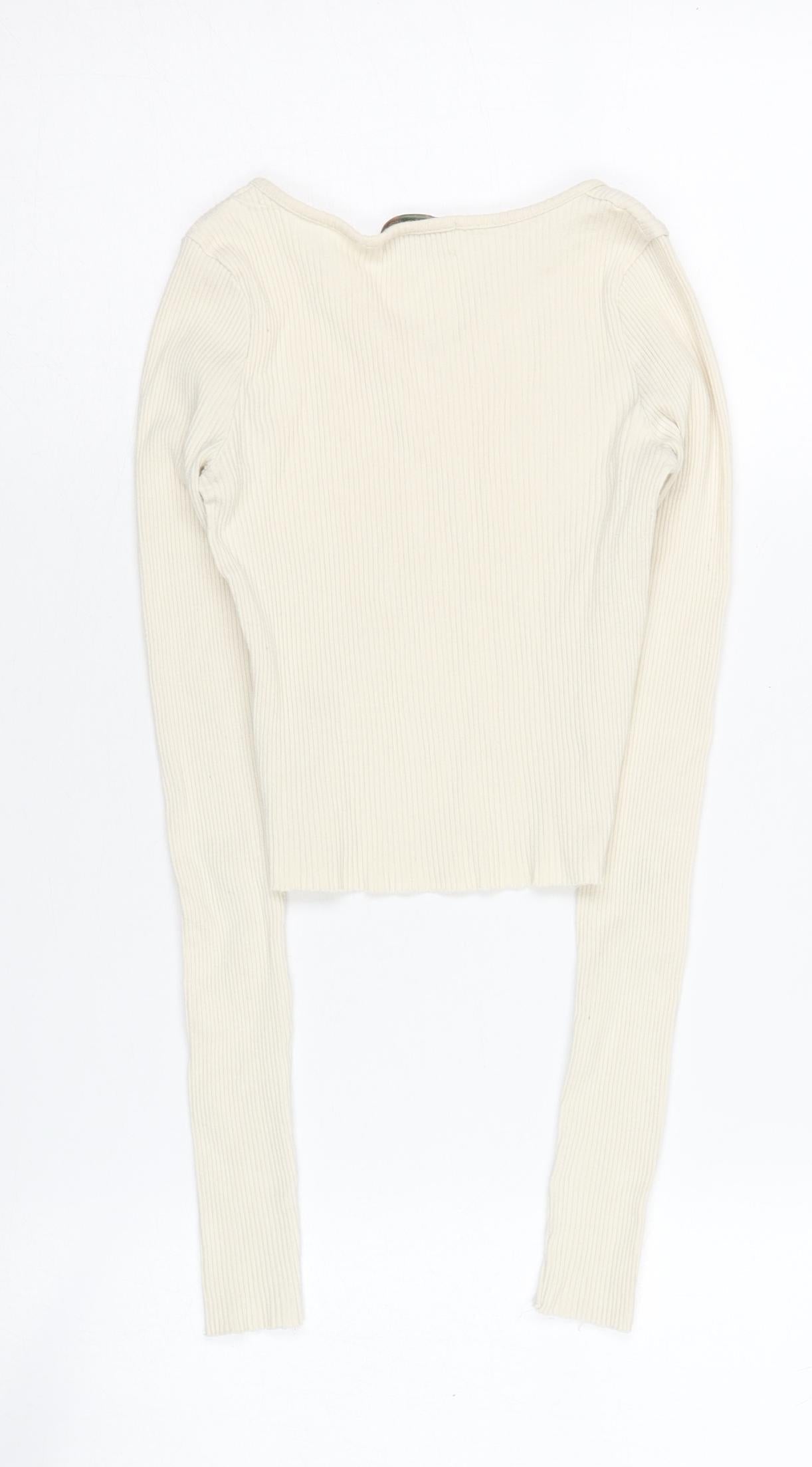 Teens UK Size S Pull & Bear Ivory Cropped Blouse