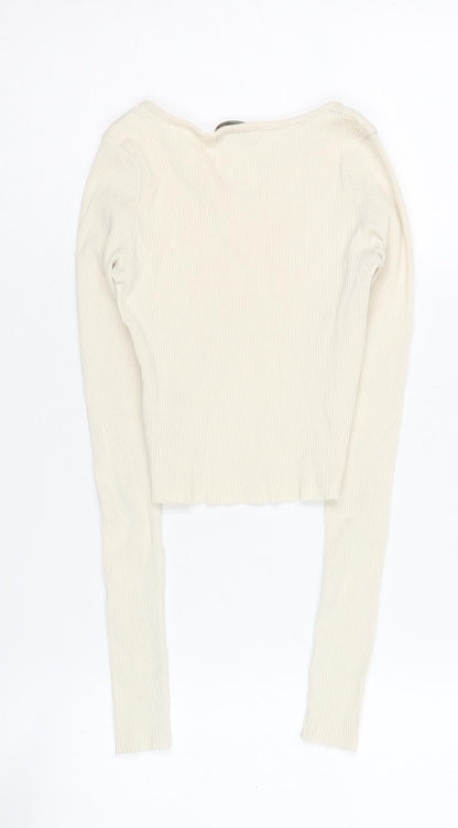 Teens UK Size S Pull & Bear Ivory Cropped Blouse