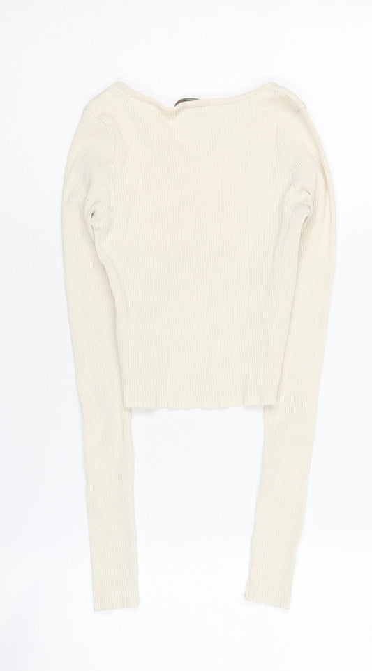 Teens UK Size S Pull & Bear Ivory Cropped Blouse