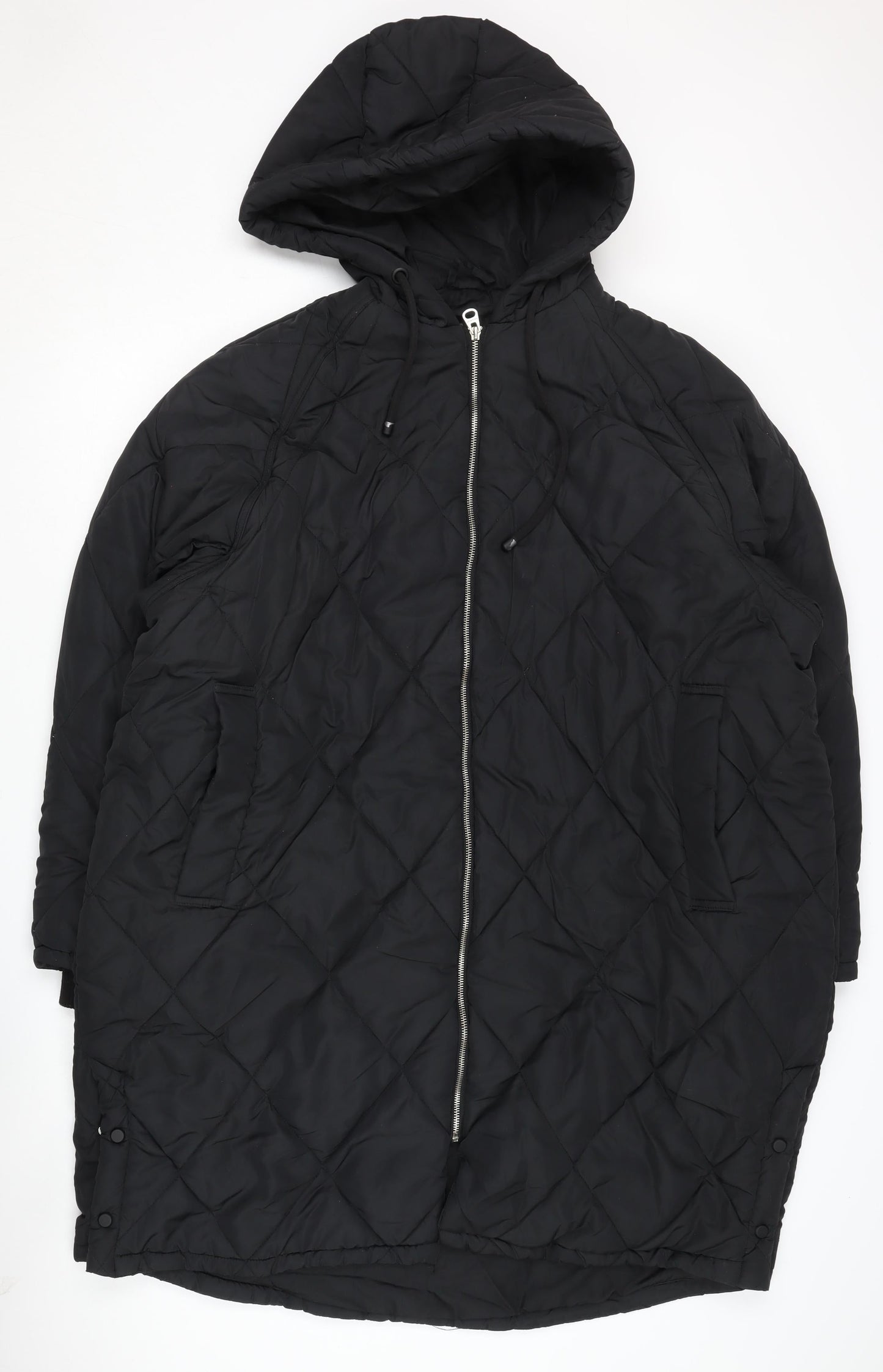 Womens UK Size XL Pull & Bear Black Quilted Coat