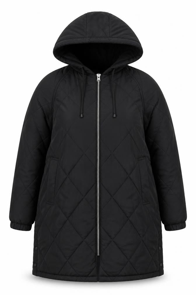 Womens UK Size XL Pull & Bear Black Quilted Coat