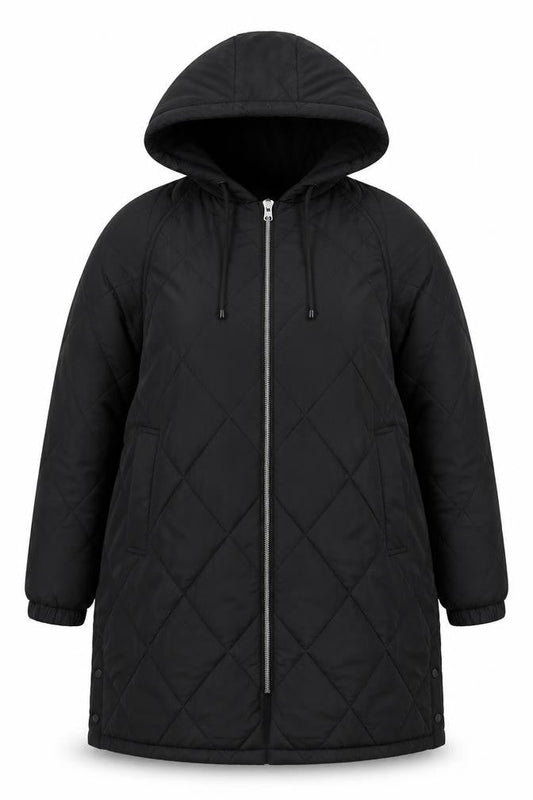 Womens UK Size XL Pull & Bear Black Quilted Coat