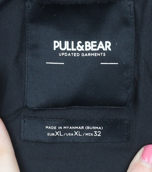 Womens UK Size XL Pull & Bear Black Quilted Coat
