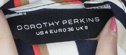 Womens UK Size 8 Dorothy Perkins Multicoloured Basic Blouse
