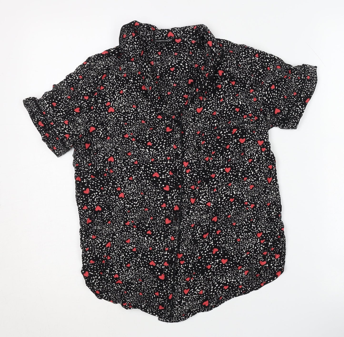 Topshop Women's Black Heart Print Nightshirt UK 6