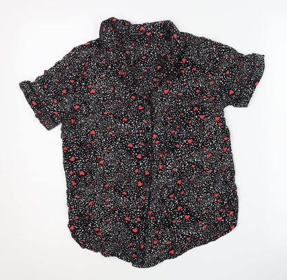 Topshop Women's Black Heart Print Nightshirt UK 6