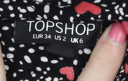 Topshop Women's Black Heart Print Nightshirt UK 6