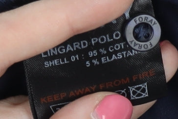 FORAY Men's Blue Colourblock Polo Shirt L