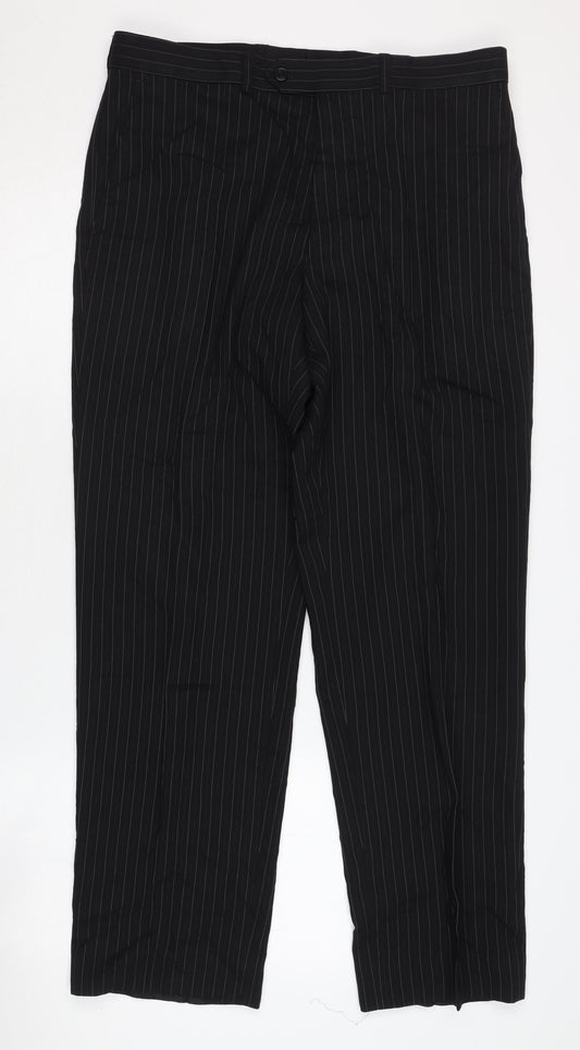 Marks and Spencer Men's Black Pinstripe Trousers 34 Waist