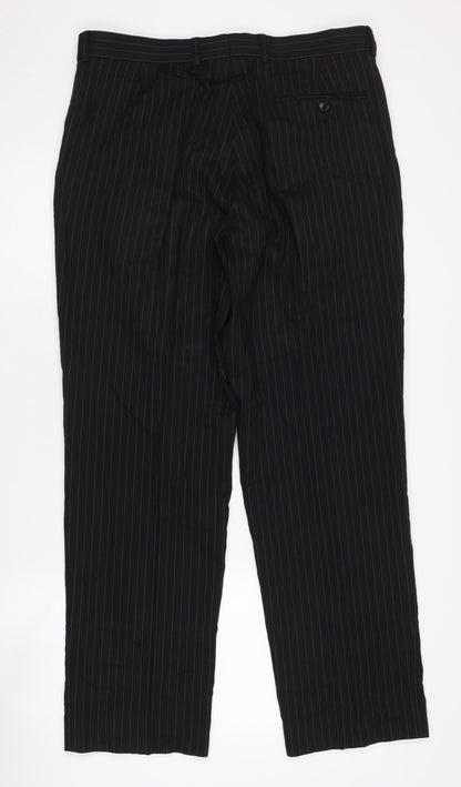 Marks and Spencer Men's Black Pinstripe Trousers 34 Waist