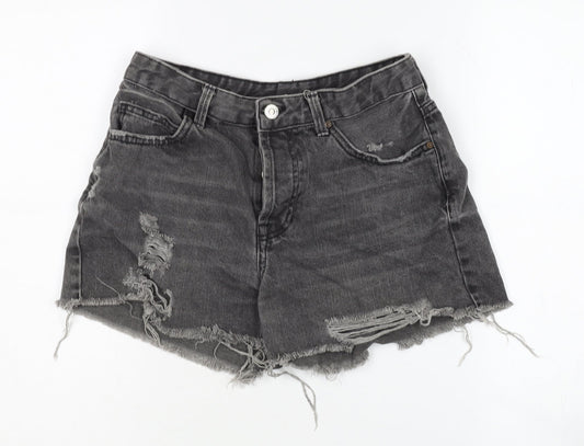 Topshop Grey Women's Cut-Off Denim Shorts Size 8