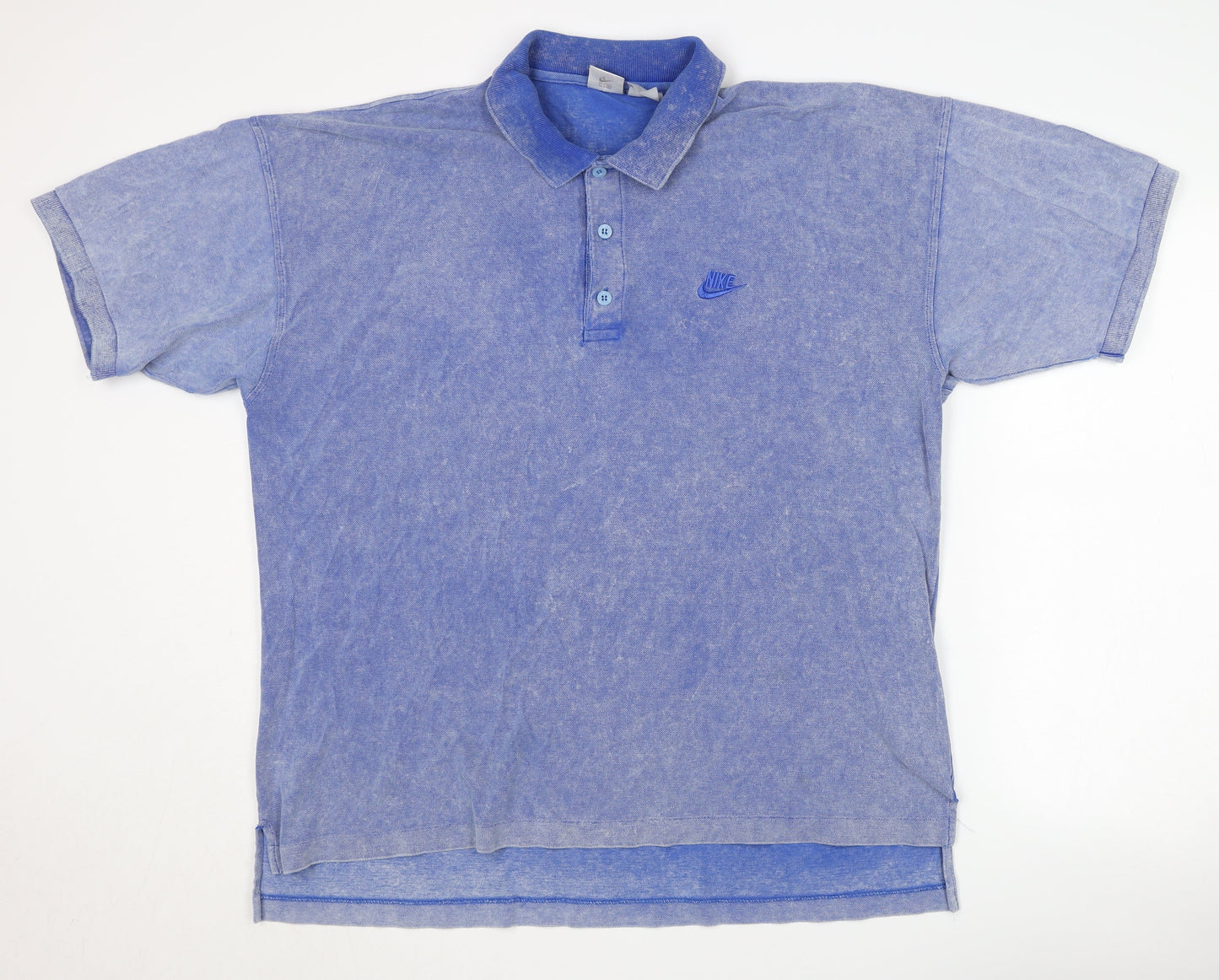 Nike Men's Blue Acid Wash Polo, XL, Short Sleeve