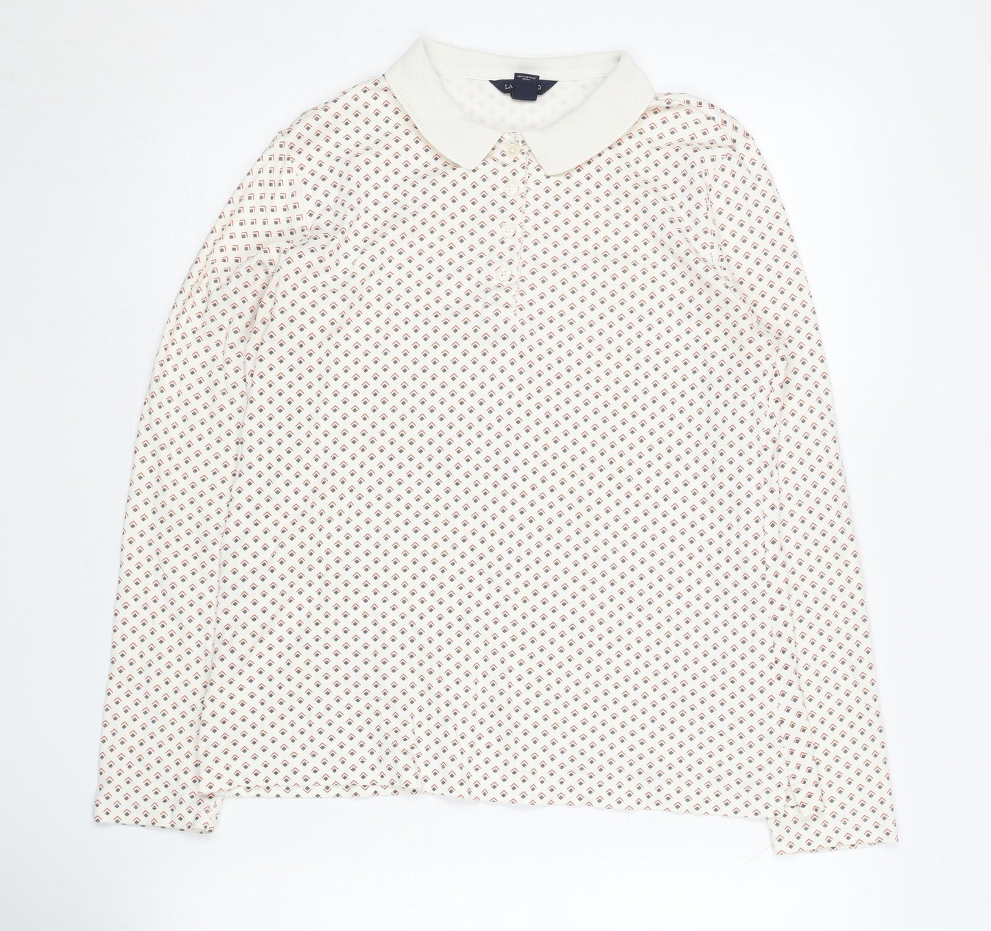 Lands' End Women's White Geometric Blouse, Size S