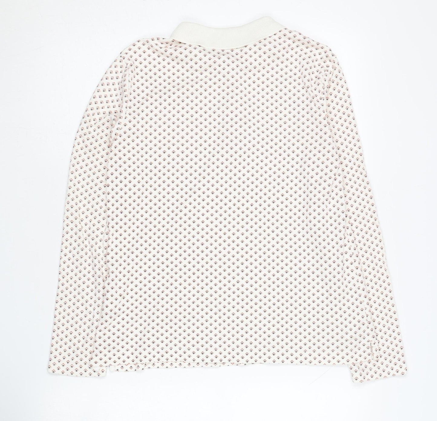 Lands' End Women's White Geometric Blouse, Size S