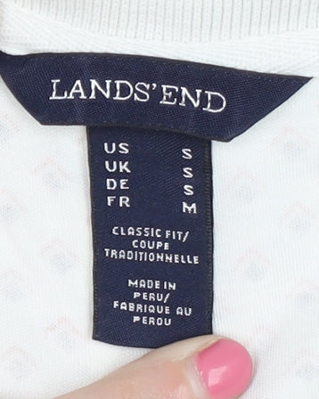 Lands' End Women's White Geometric Blouse, Size S