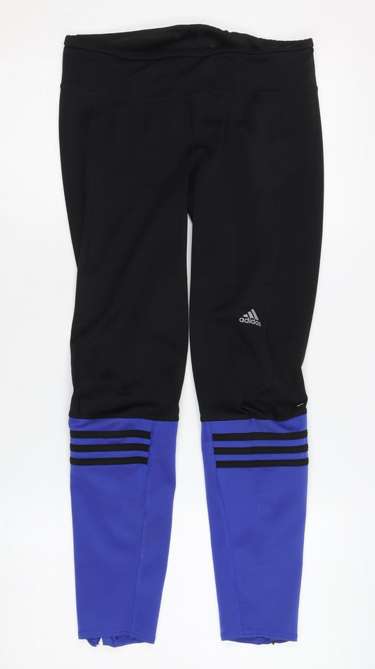 Adidas Women's Black & Blue Slim Fit Leggings Size 12