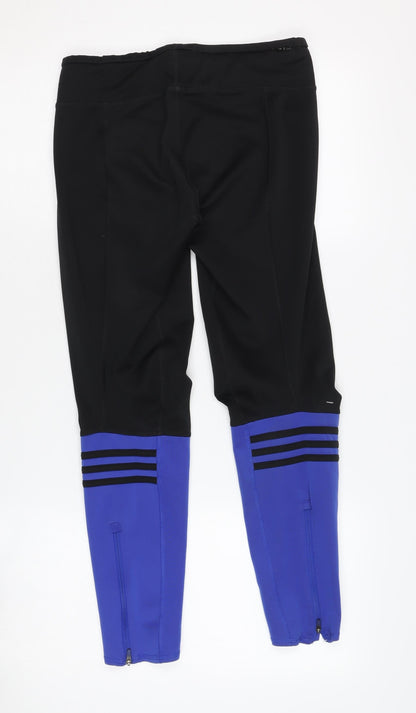 Adidas Women's Black & Blue Slim Fit Leggings Size 12