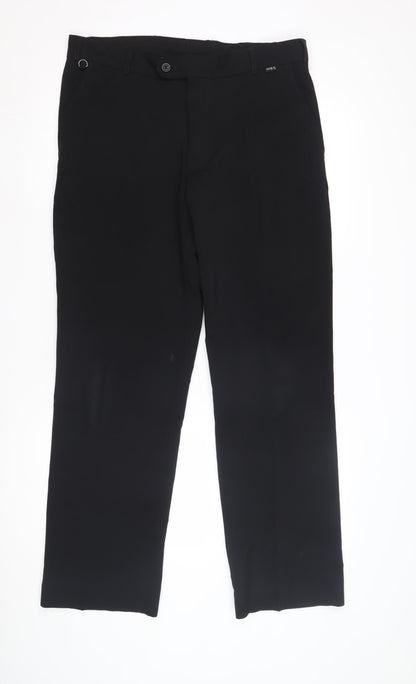 Mens UK Size 34 Corporatewear Regular Fit Business Black Trousers