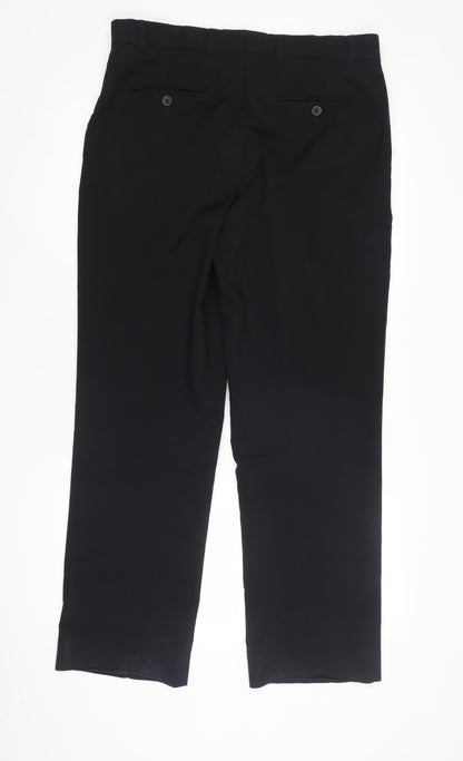 Mens UK Size 34 Corporatewear Regular Fit Business Black Trousers