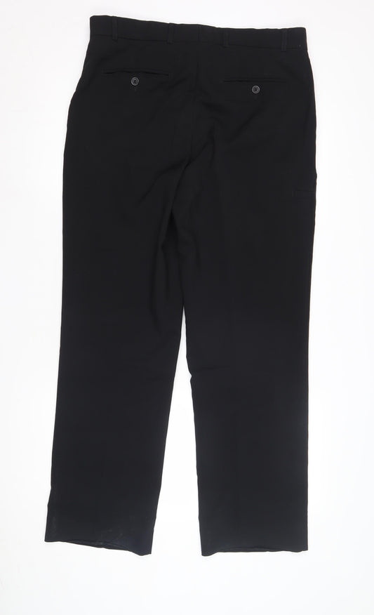 Mens UK Size 34 Corporatewear Regular Fit Business Black Trousers