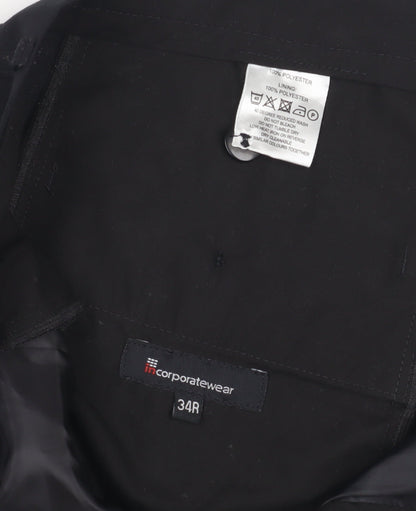 Mens UK Size 34 Corporatewear Regular Fit Business Black Trousers