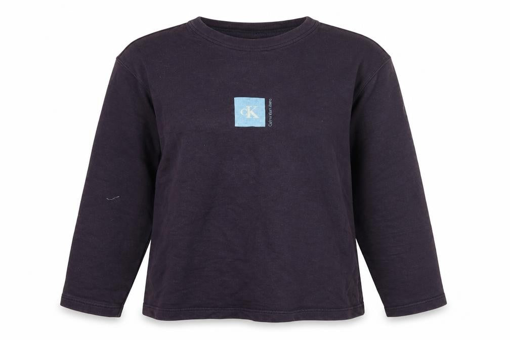Front view of Calvin Klein unisex purple sweatshirt medium size