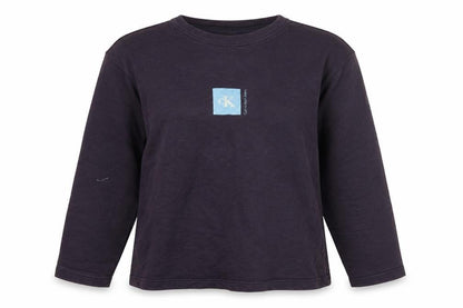 Front view of Calvin Klein unisex purple sweatshirt medium size