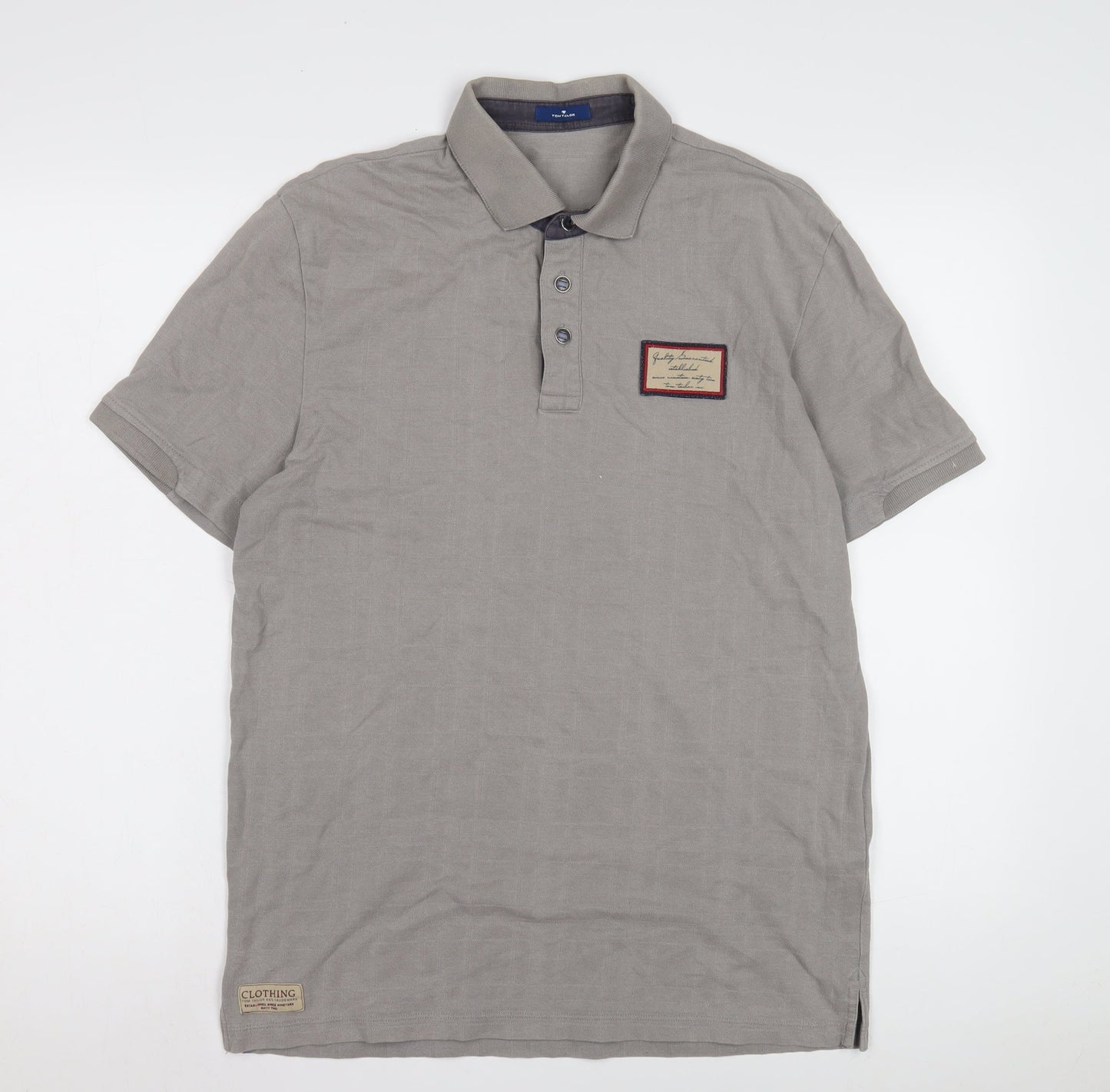 Tom Tailor Men's Grey Polo Shirt - Medium, Classic Style