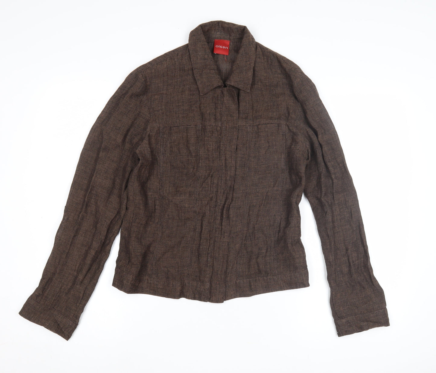 Olsen Women’s Brown Linen Jacket Size 10 Casual
