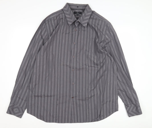 Mens UK Collar Size XL Jeff Banks Smart Grey  Dress Shirt