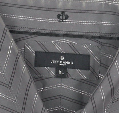 Mens UK Collar Size XL Jeff Banks Smart Grey  Dress Shirt