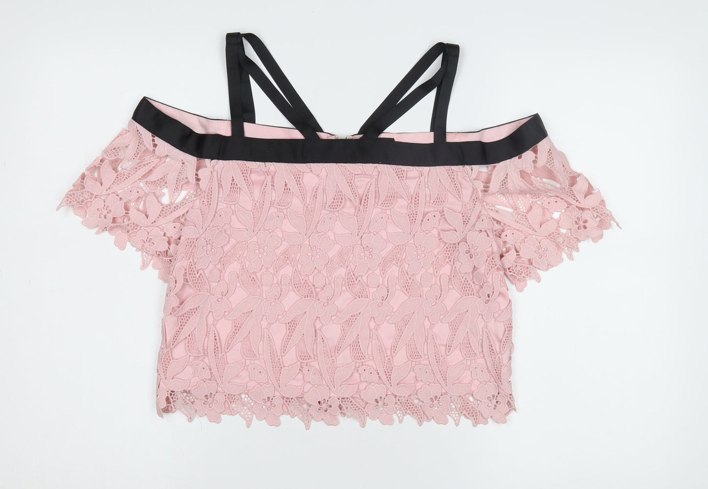 Womens UK Size 10 Topshop Pink Cropped Blouse