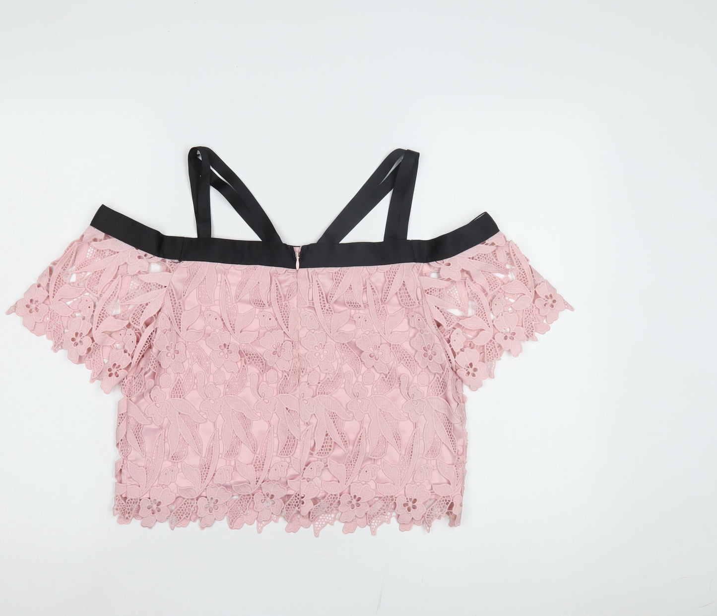 Womens UK Size 10 Topshop Pink Cropped Blouse