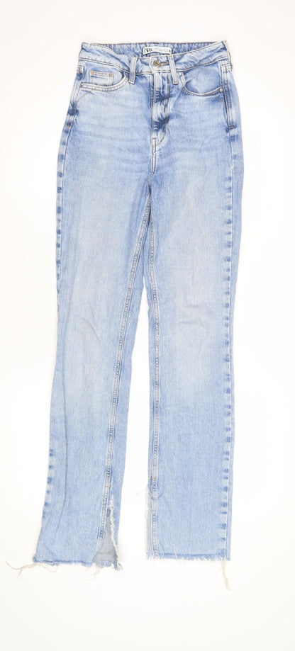 Zara Women's Blue Straight Jeans - Size 4