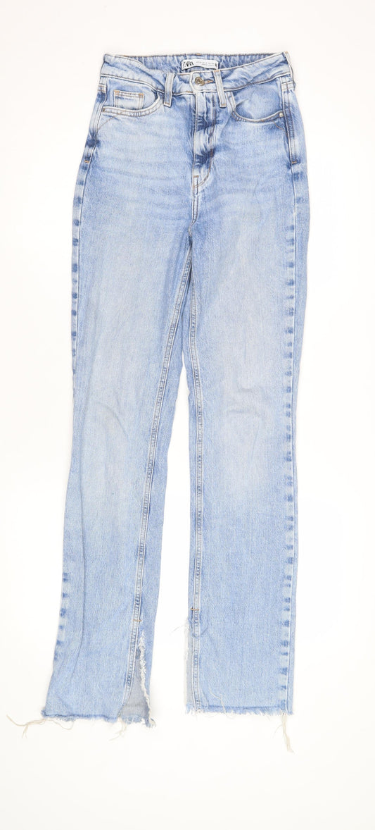 Zara Women's Blue Straight Jeans - Size 4