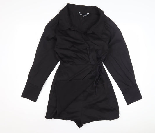 Zara Women's Black Collared Jumpsuit, Size S, Belted