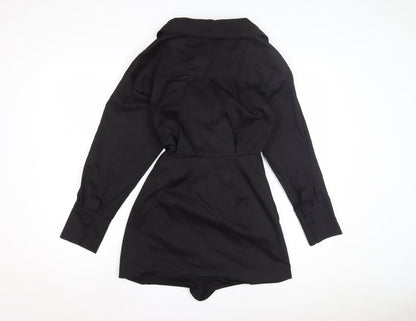 Zara Women's Black Collared Jumpsuit, Size S, Belted